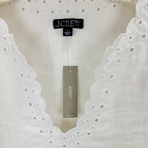 J.Crew Bungalow Embroidered Top Linen Natural Beige Boho Relaxed Small NWT - Picture 3 of 11